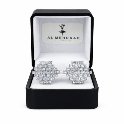 Al Mehraab Gold-Plated White Zircon Luxury Men Studs