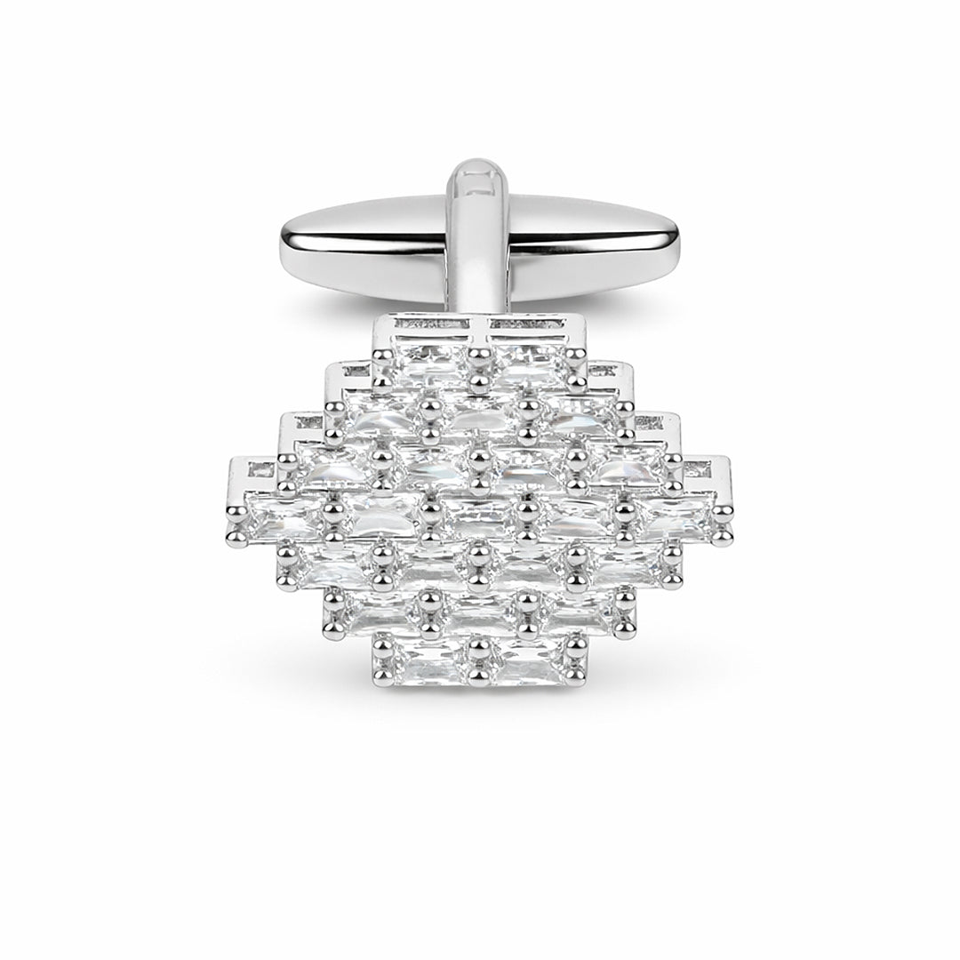 Al Mehraab Gold-Plated White Zircon Luxury Men Studs
