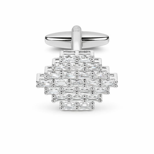 Al Mehraab Gold-Plated White Zircon Luxury Men Studs