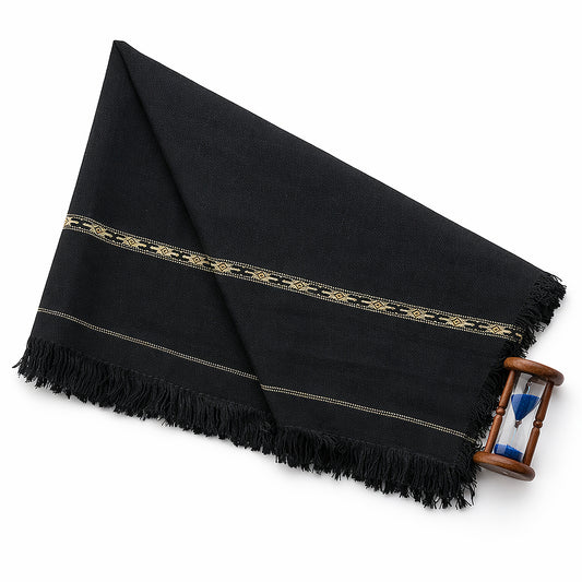 Winter Wool Shawl Midnight Black – Men’s Warm Layer