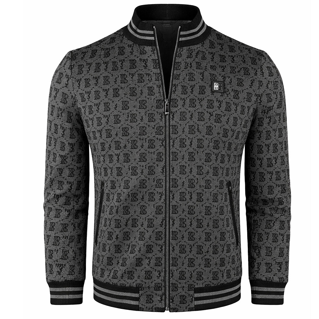 Jacquard Tracksuit Jacket Monogram - Men's Premium Slim Fit Zip-Up