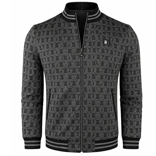 Jacquard Tracksuit Jacket Monogram - Men's Premium Slim Fit Zip-Up