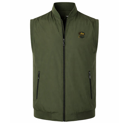 Olive Green Sleeveless Bomber-Style Vest – Men's Performance Layer