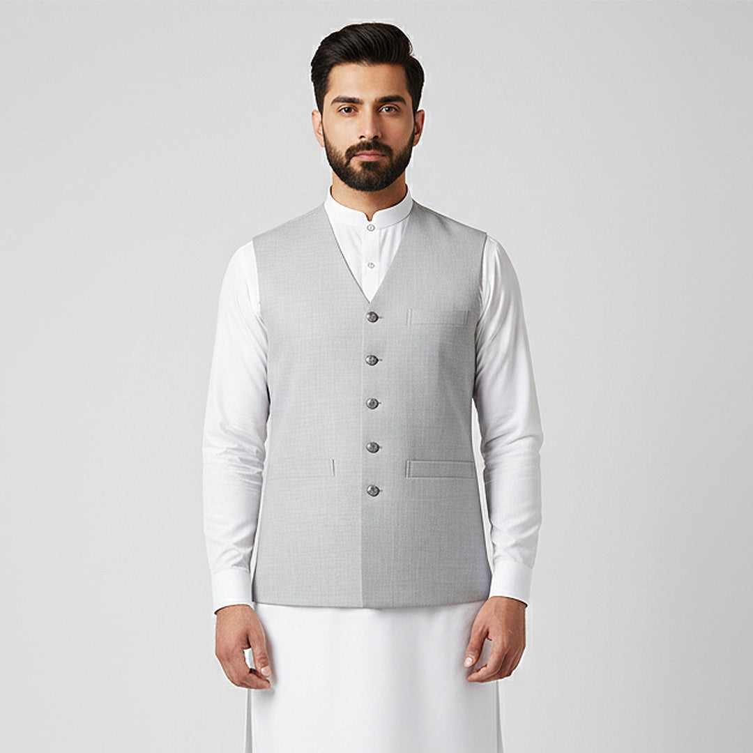 V Shape Waistcoats Silver Gray – Men’s Tailored Vest