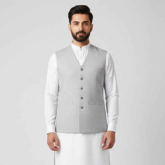V Shape Waistcoats Silver Gray – Men’s Tailored Vest
