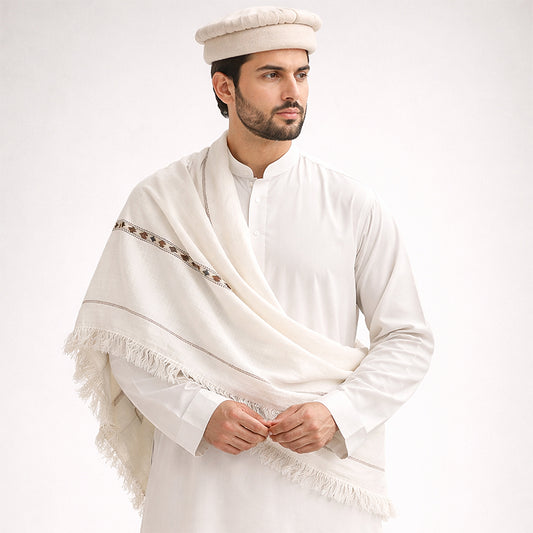 Dussa Shawl Cream – Men’s Premium Wool Layer